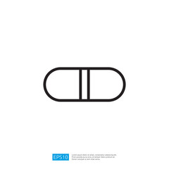 Simple Outline Icon of a Pill Capsule Representing Medication and Health in Minimalist Design