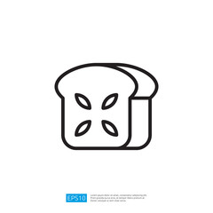 Illustration of a Minimalist Icon of Two Slices of Bread with Decorative Floral Elements Against White Background
