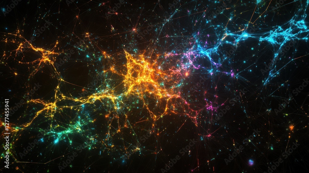 Poster abstract colorful glowing network.