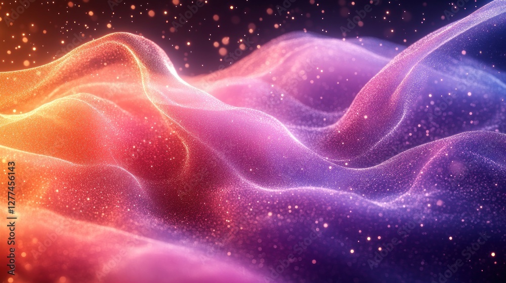 Aufkleber abstract colorful glowing particles wave.