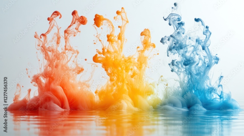 Leinwandbilder abstract colorful ink swirls in water, creating vibrant patterns and reflections.