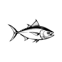 Tuna fish icons isolated on white background. Design elements for logo, label, emblem, sign, badge. Vector illustration.