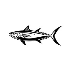 Obraz premium Tuna fish icons isolated on white background. Design elements for logo, label, emblem, sign, badge. Vector illustration.