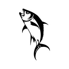 Tuna fish icons isolated on white background. Design elements for logo, label, emblem, sign, badge. Vector illustration.