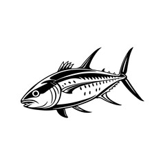 Vector illustrations of tuna. Monochrome design.