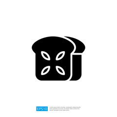 Iconic Representation of Sliced Bread Loaf in Black and White Design with Decorative Elements