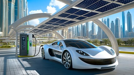 Electric Sports Car Charging Solar Station - Sustainable Energy