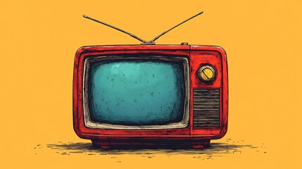 Sleek vector illustration of a retro portable TV with antennas isolated on a white background perfect for vintage media branding