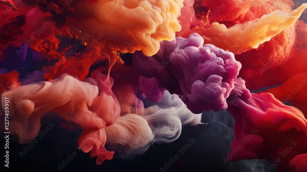 Fototapete abstract colorful swirls of paint in water, creating a vibrant and dynamic composition.