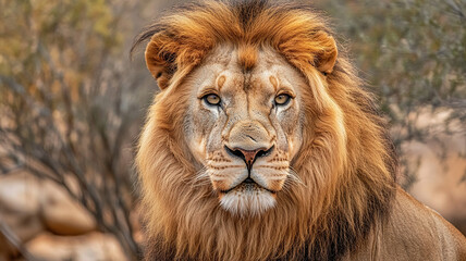 Fototapeta premium the sharp gaze of a lion