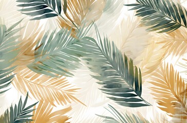 Naklejka premium Seamless background with leaves watercolour. Seamless pattern with leaves on white background. 