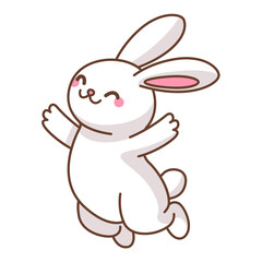 Cute cartoon rabbit character jumping