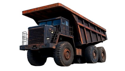 Rusty mining dump truck, isolated, industrial, transportation