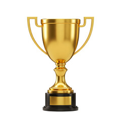 Isolated on a white background, a gleaming golden trophy cup shines brightly. It embodies the essence of a sports tournament award, celebrating the triumph of the winner. 3D rendered image