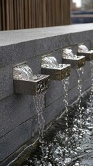 Obraz premium Modern water feature flowing from stone wall