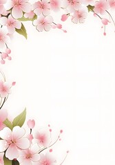 Pink cherry blossom border illustration. frame with pink flowers is very beautiful clean white background. Design a captivating border image that seamlessly