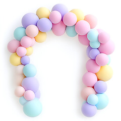 A sticker of An arch made of colorfull balloons on a white background

