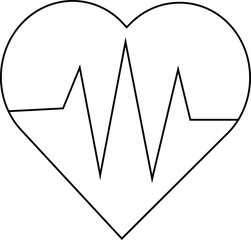 Heart Rate Icon with Transparent Background – Heart shape with an electrocardiogram line, symbolizing cardiovascular health, wellness, and fitness monitoring with transparent background.