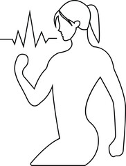 Flexing Muscle Icon with Transparent Background – Strong figure with a heart symbol, representing fitness, health, and strength training with transparent background.