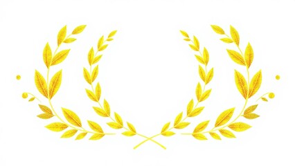 a golden laurel wreath with a symmetrical design, featuring evenly spaced leaves and an open center.