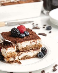 Delicious Tiramisu Dessert with Fresh Berries