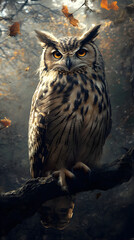 Fototapeta premium Enigmatic Nocturnal Owl Tattoo: A Symbol of Wisdom and Elegance in Intricate Detail