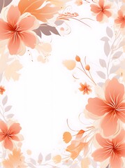 Frame of pink with leaves flowers on white background. Watercolour frame with leaves and flowers. floral painting borders. 