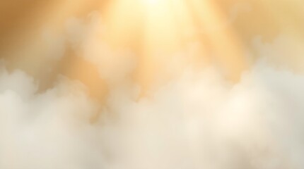 Obraz premium Delicate watercolor painting with volumetric lighting and a clean gold textured background. The illustration shows light beams cutting through fog, creating translucent washes, with fluid brushstrokes