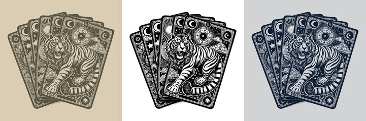 geometric tiger vector playing card tattoo design