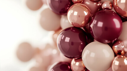 Fototapeta premium Elegant spheres in shades of pink and burgundy create a sophisticated abstract composition