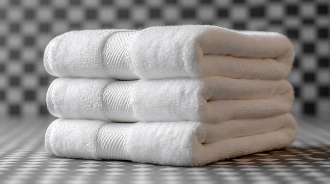 Stack of smooth white towels neatly folded isolated on a transparent background ideal for spa or home decor branding