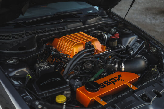 LSA supercharger painted orange on l86 engine, Glasgow, Kentucky, Jan. 3. 2025