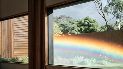 Rainbow-Colored Light Projection: A wall illuminated by a rainbow light projection, creating a dreamy and inclusive atmosphere.

