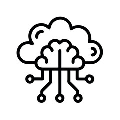 AI cloud computing brain icon