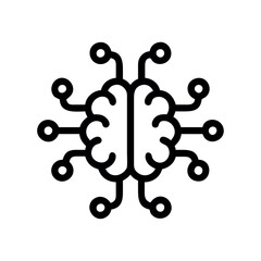 AI neural network with digital nodes icon
