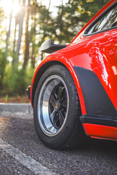 Classic red Porsche in Hilton Head, South Carolina, October 21, 2024