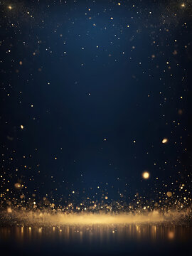 A blue background with gold  lights night blurred motion modern circle decoration colors concepts elegance futuristic shape celebration. ai