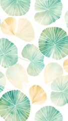 Watercolour tropical leaf leaves pattern with a circle. seamless floral pattern