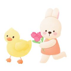 Easter bunny and duck 