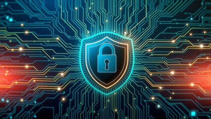 Protection. Cyber security. Network safety. Healthcare. Insurance. Protection shield with Check mark icon inside transparent sphere shield with hexagon pattern on blue background. 