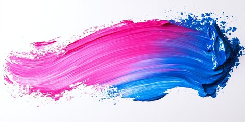 A vibrant pink and blue paint stroke isolated on a white background. Perfect for creative projects, ads, and modern art designs. Bold and eye-catching.