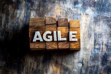 Agile: Wooden Blocks on Wood Background