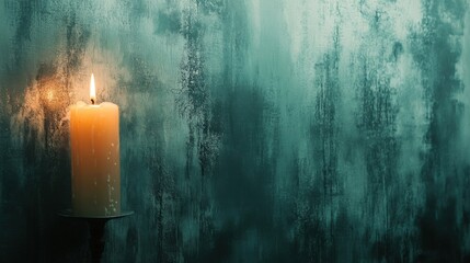 Warm Candle Flame Casting Soft Light on Textured Dark Background