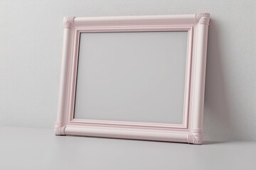 Fototapeta premium Elegant 3D frame, accented with soft blush, symmetrically placed on a matte clean surface, ideal for sophisticated ads.