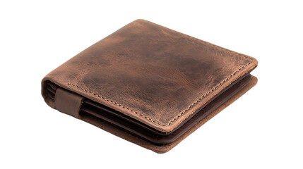 Obraz premium Brown leather wallet, studio shot, top view, for e-commerce