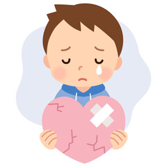 心が傷つき涙を流す男の子　子どものこころ　メンタルケア