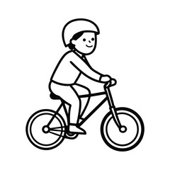 Happy Child Riding Bicycle Wearing Helmet Safety Gear Outdoors