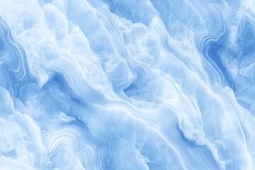 Obraz premium Seamless Blue Lace Agate textured blue marble surface, featuring swirling patterns and gradients of light and dark blue tones, resembling ocean waves or icy formations.