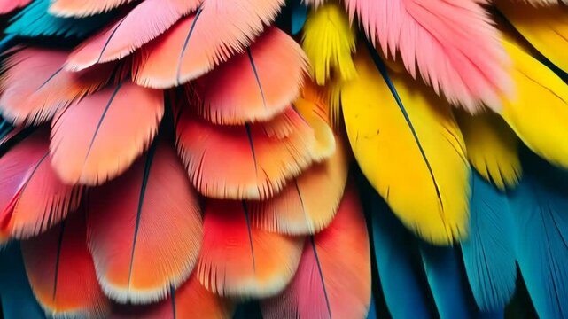 Vibrant Parrot Feathers: A Close-Up Macro Photography