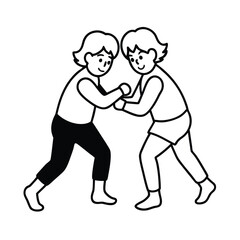 Two Girls Engaging in Friendly Wrestling Match Play